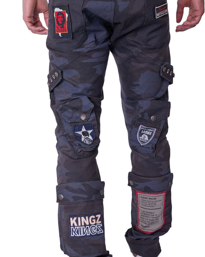 KINGZ Herren Designer Camouflage Jeans, Rregular Fit, Modell 1585 Army