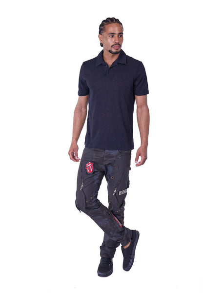 KINGZ Herren Designer Camouflage Jeans, Rregular Fit, Modell 1585 Army