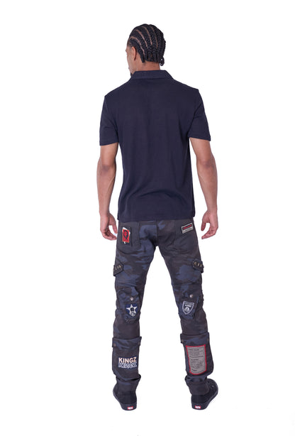 KINGZ Herren Designer Camouflage Jeans, Rregular Fit, Modell 1585 Army