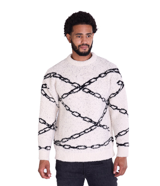 Warmer Strickpullover, Slim Fit mit Druck Modell DQ TK003, Beige und Schwarz