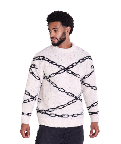 Warmer Strickpullover, Slim Fit mit Druck Modell DQ TK003, Beige und Schwarz