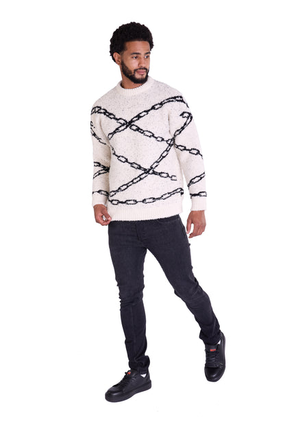 Warmer Strickpullover, Slim Fit mit Druck Modell DQ TK003, Beige und Schwarz