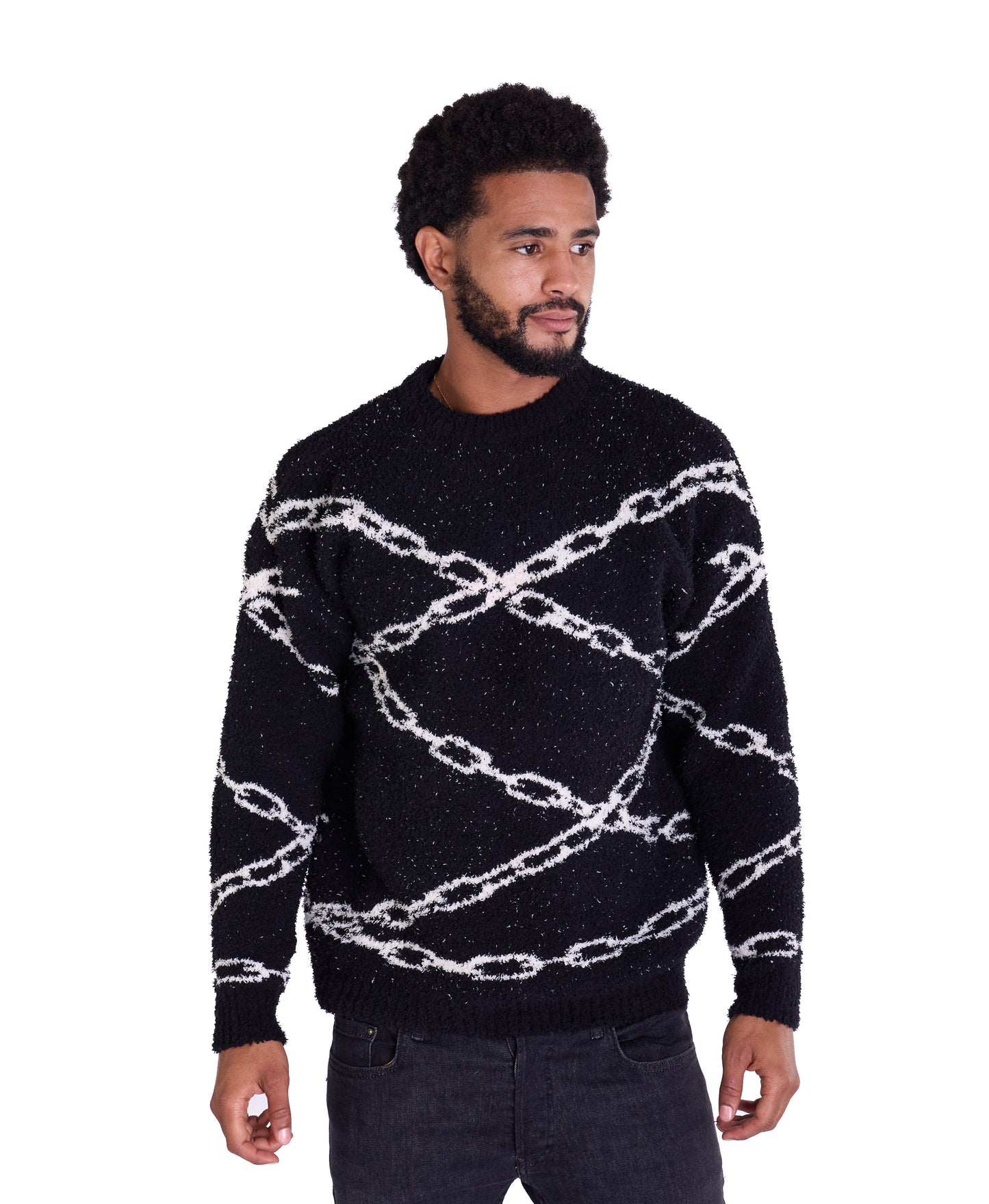 Warmer Strickpullover, Slim Fit mit Druck Modell DQ TK003, Beige und Schwarz