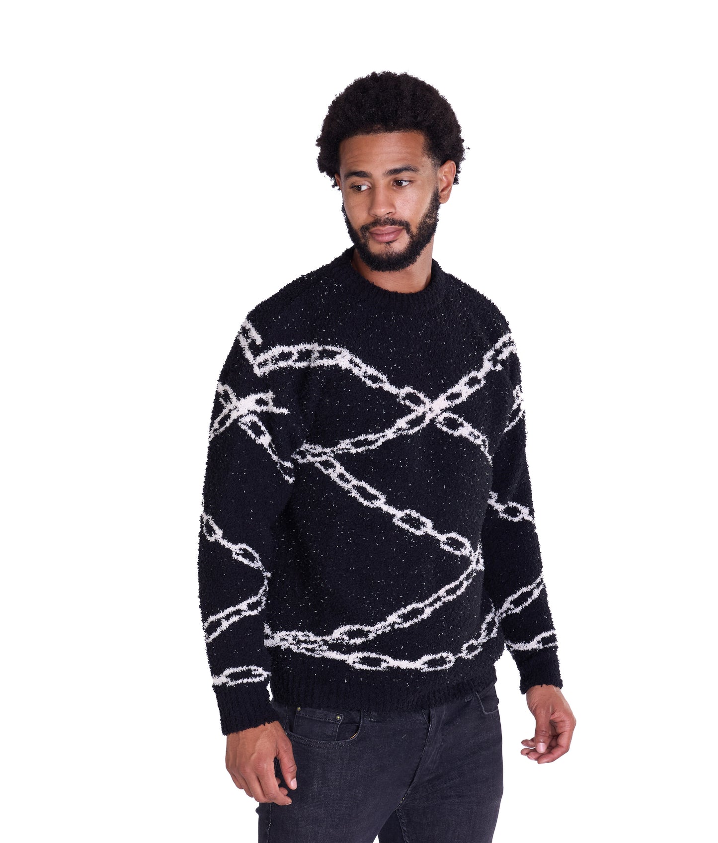 Warmer Strickpullover, Slim Fit mit Druck Modell DQ TK003, Beige und Schwarz