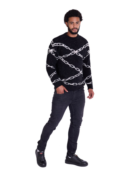 Warmer Strickpullover, Slim Fit mit Druck Modell DQ TK003, Beige und Schwarz