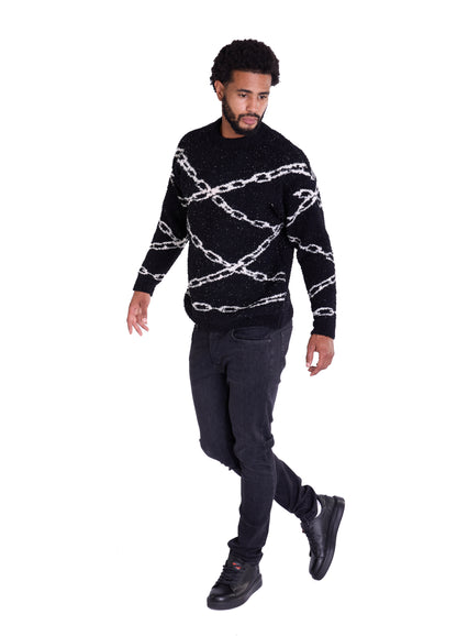 Warmer Strickpullover, Slim Fit mit Druck Modell DQ TK003, Beige und Schwarz