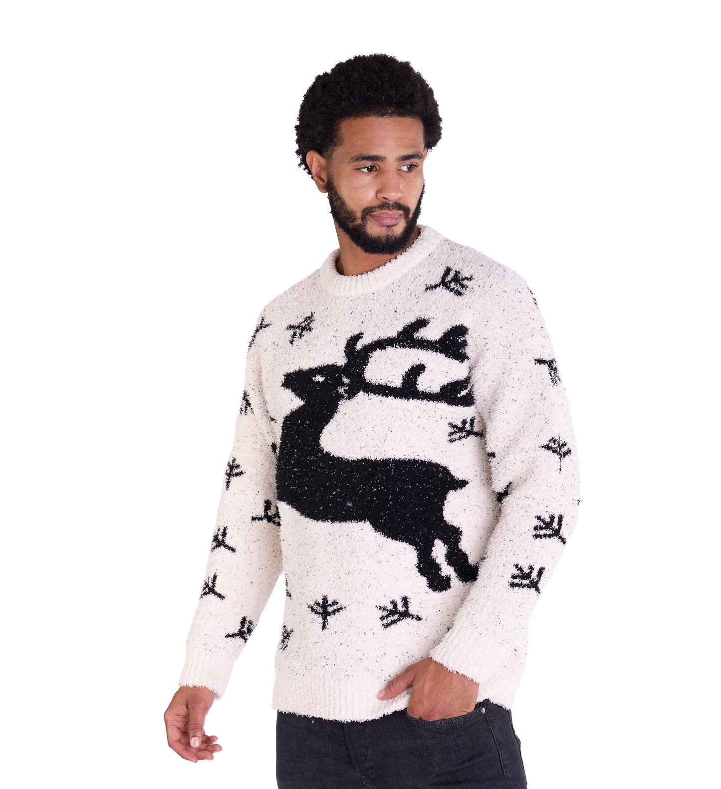 Warmer Norweger, Slim Fit mit Druck Modell DQ TK011, Beige und Schwarz