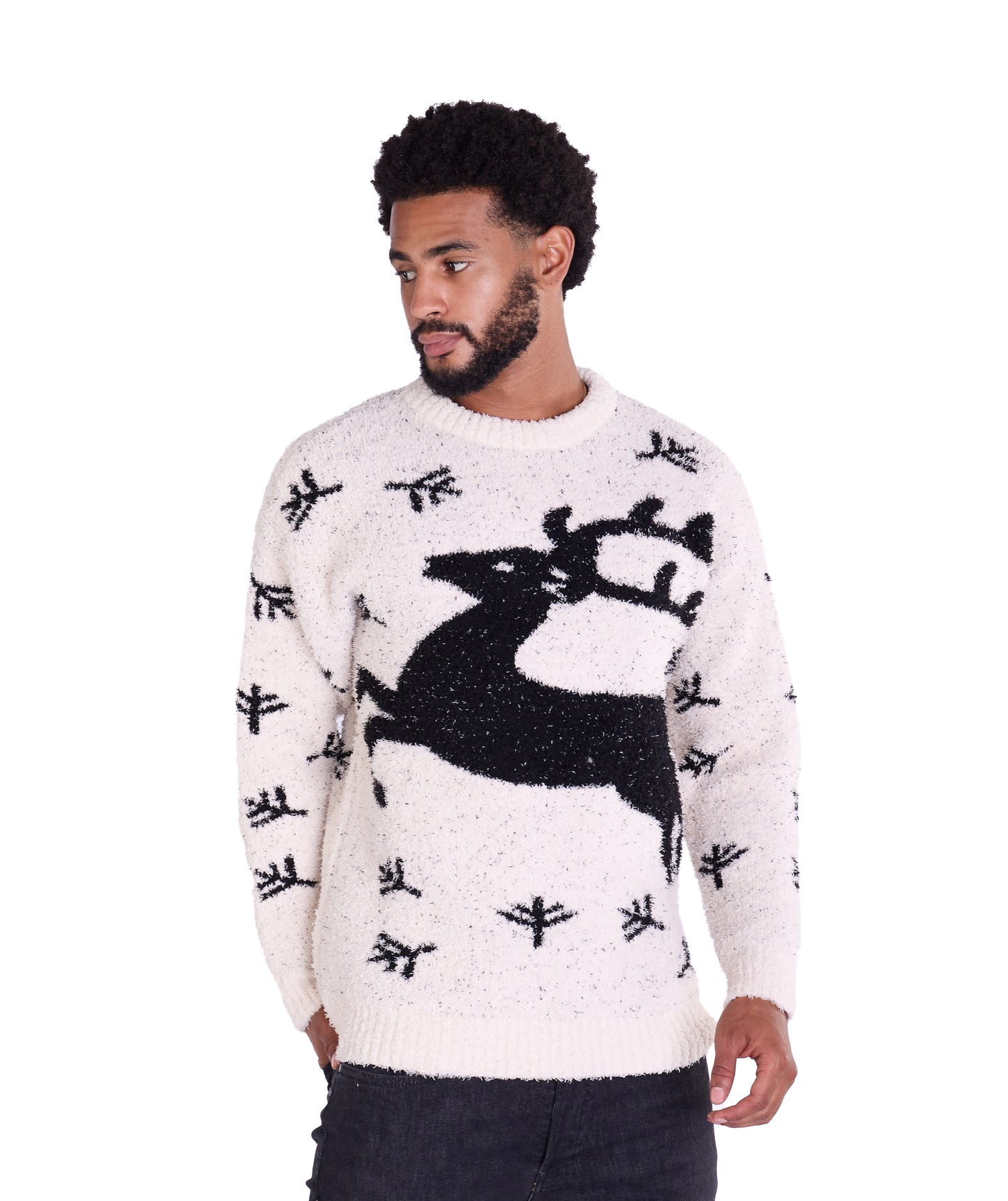 Warmer Norweger, Slim Fit mit Druck Modell DQ TK011, Beige und Schwarz