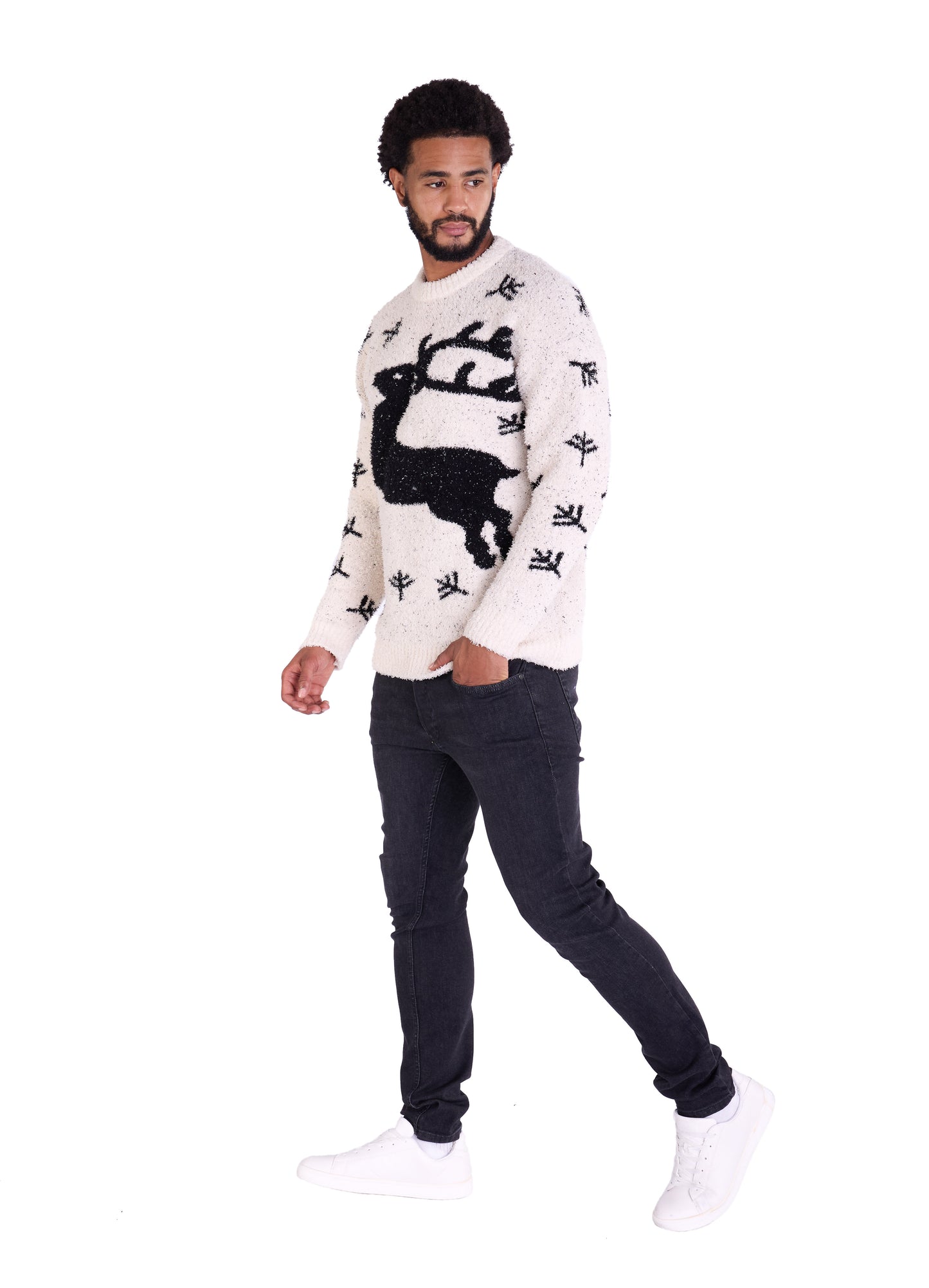 Warmer Norweger, Slim Fit mit Druck Modell DQ TK011, Beige und Schwarz