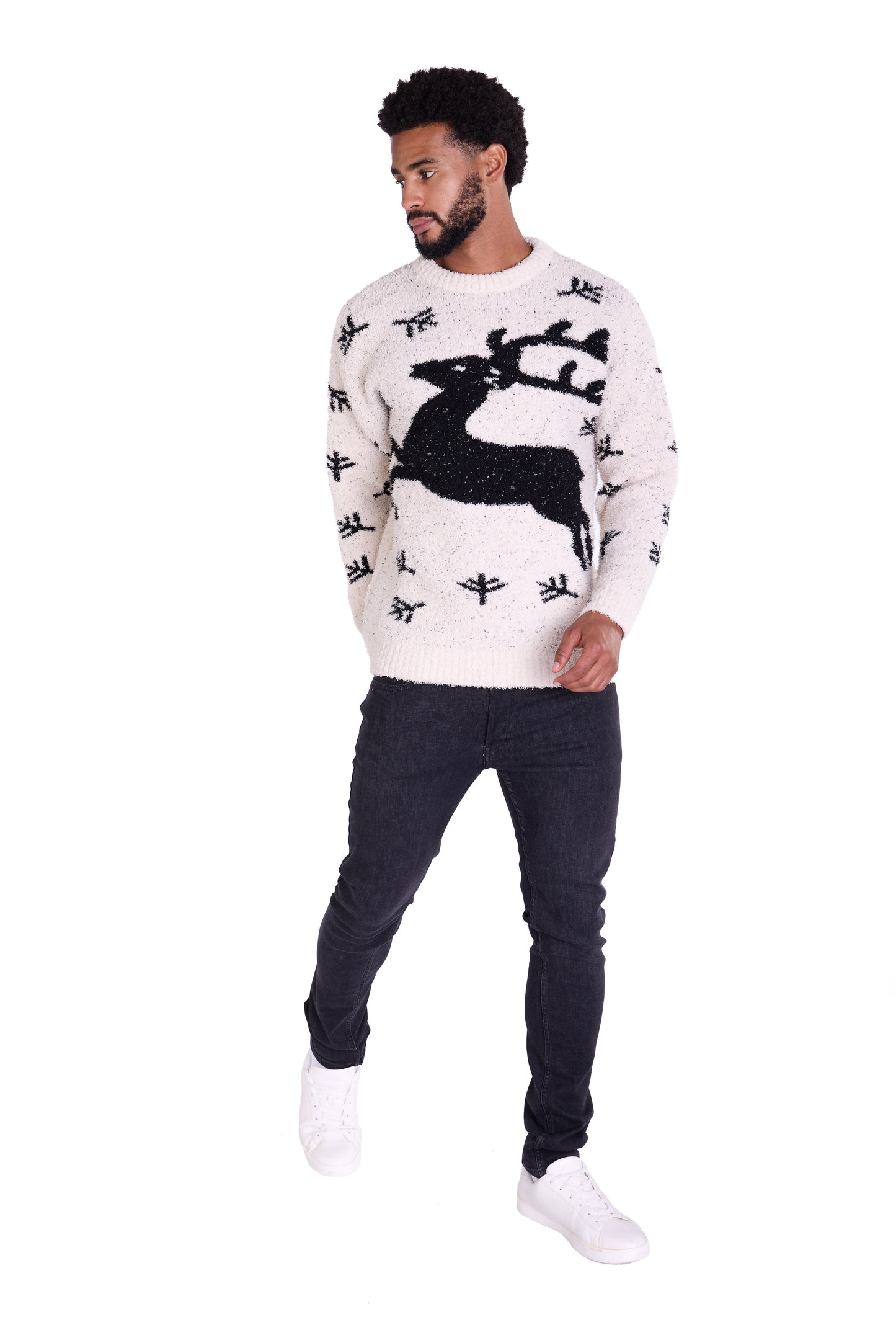 Warmer Norweger, Slim Fit mit Druck Modell DQ TK011, Beige und Schwarz