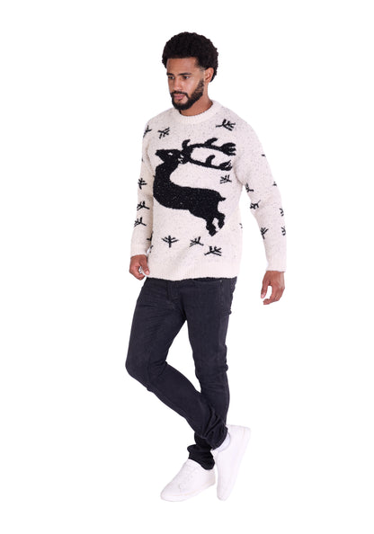 Warmer Norweger, Slim Fit mit Druck Modell DQ TK011, Beige und Schwarz