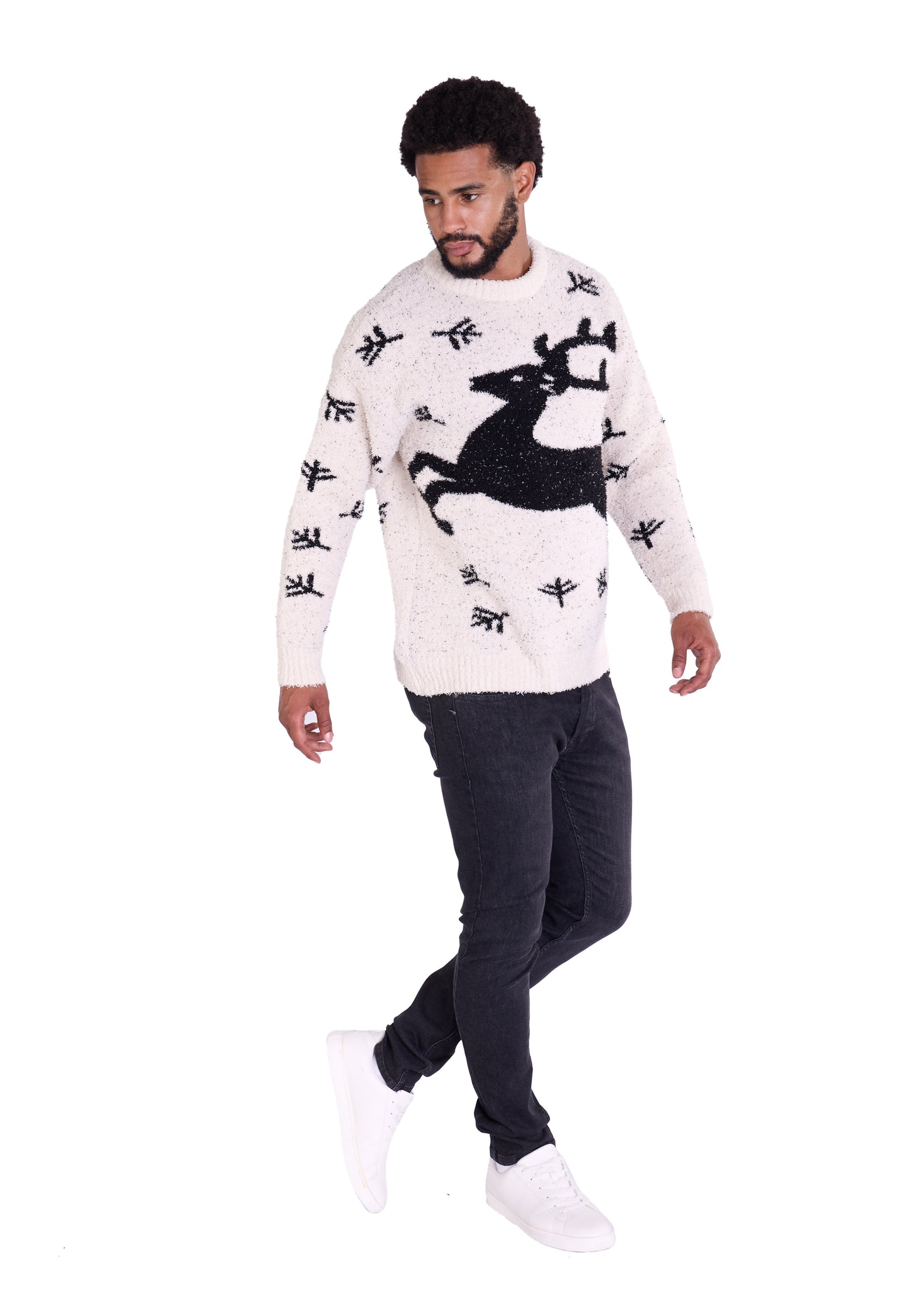 Warmer Norweger, Slim Fit mit Druck Modell DQ TK011, Beige und Schwarz