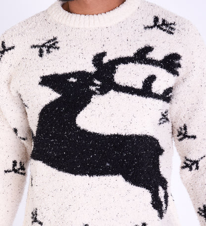 Warmer Norweger, Slim Fit mit Druck Modell DQ TK011, Beige und Schwarz