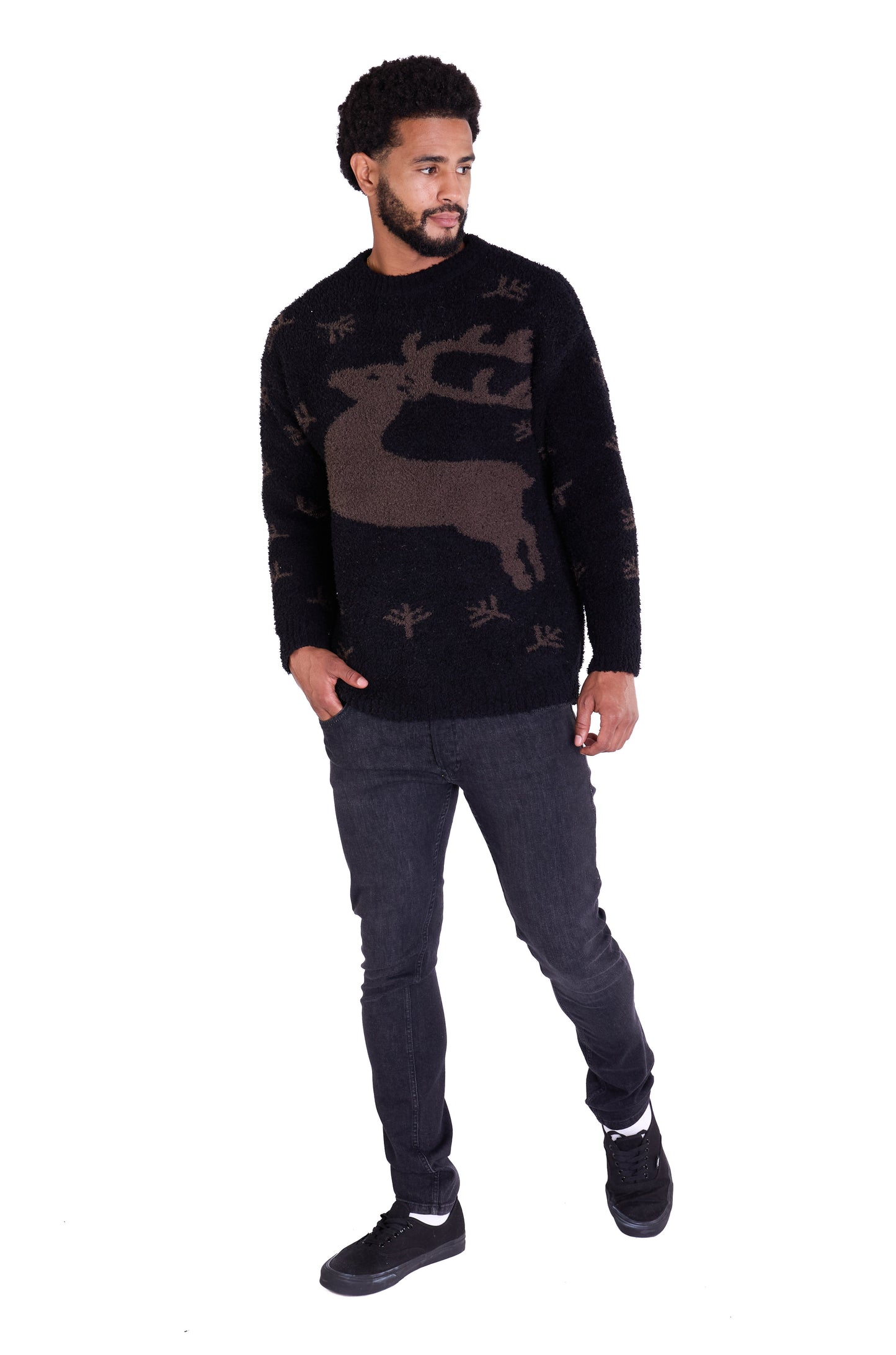 Warmer Norweger, Slim Fit mit Druck Modell DQ TK011, Beige und Schwarz