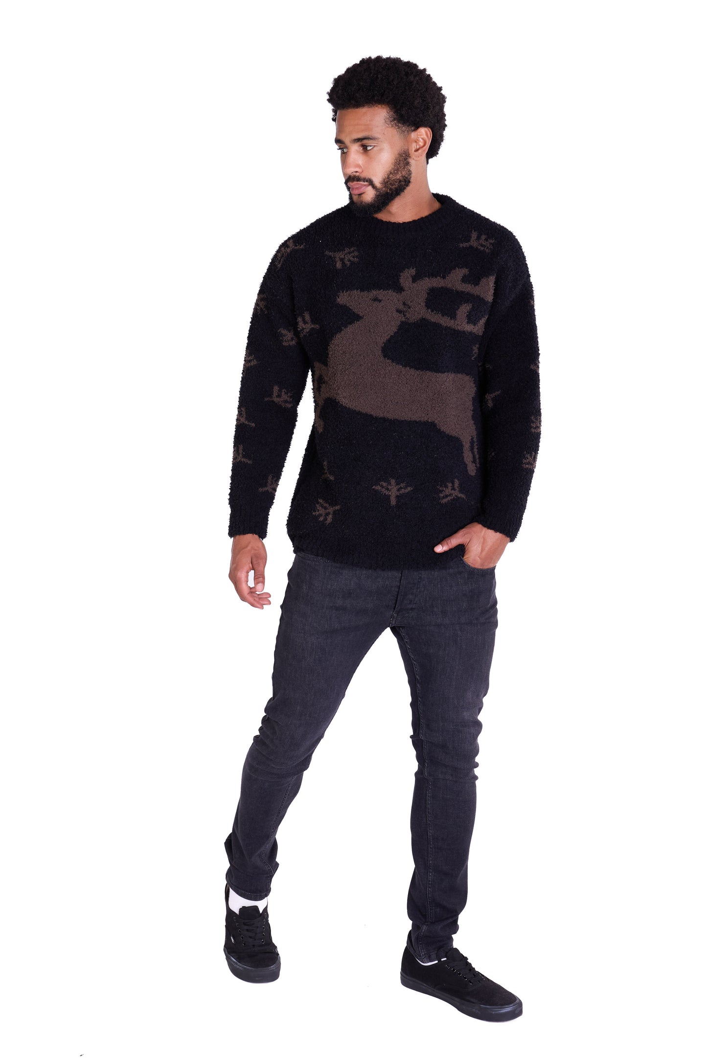 Warmer Norweger, Slim Fit mit Druck Modell DQ TK011, Beige und Schwarz