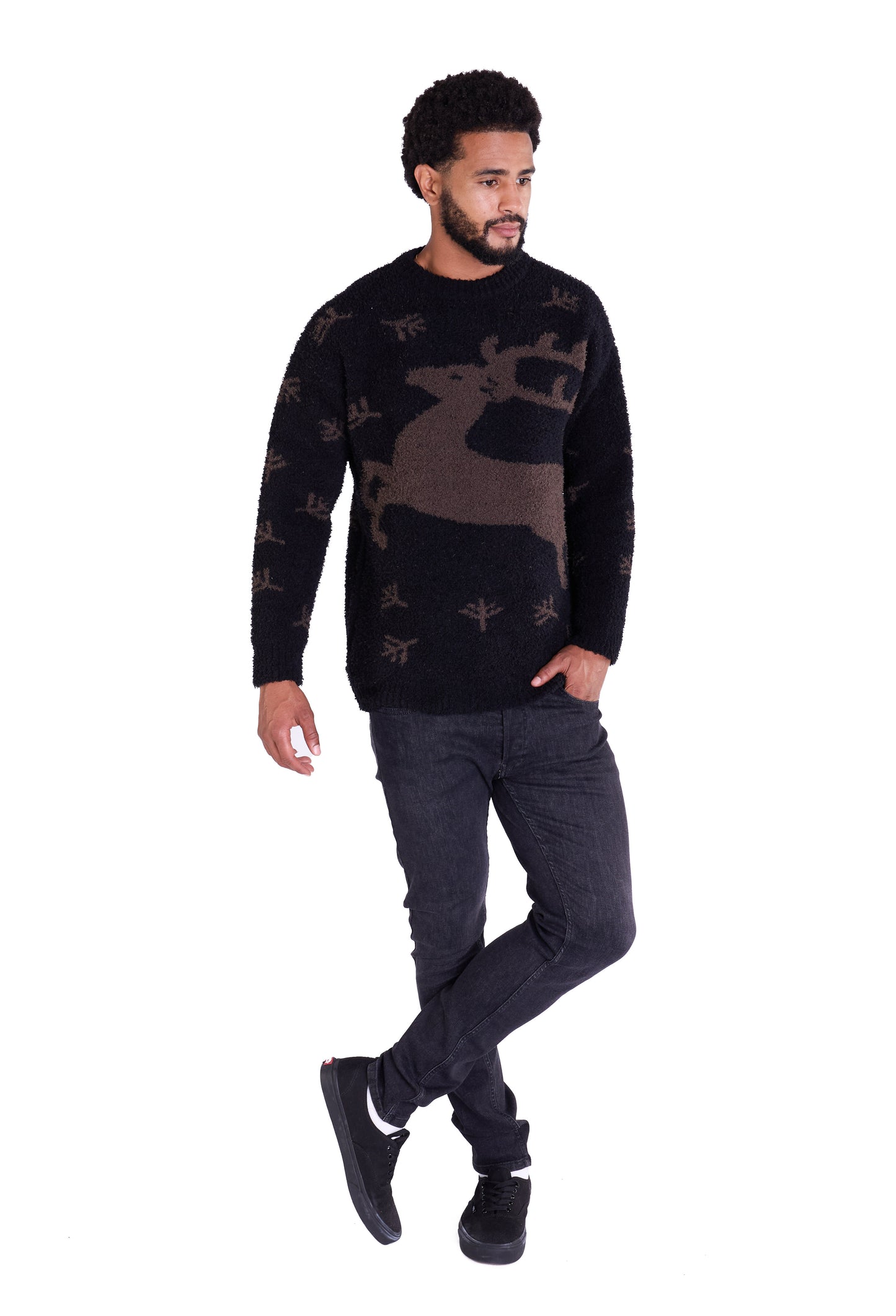 Warmer Norweger, Slim Fit mit Druck Modell DQ TK011, Beige und Schwarz