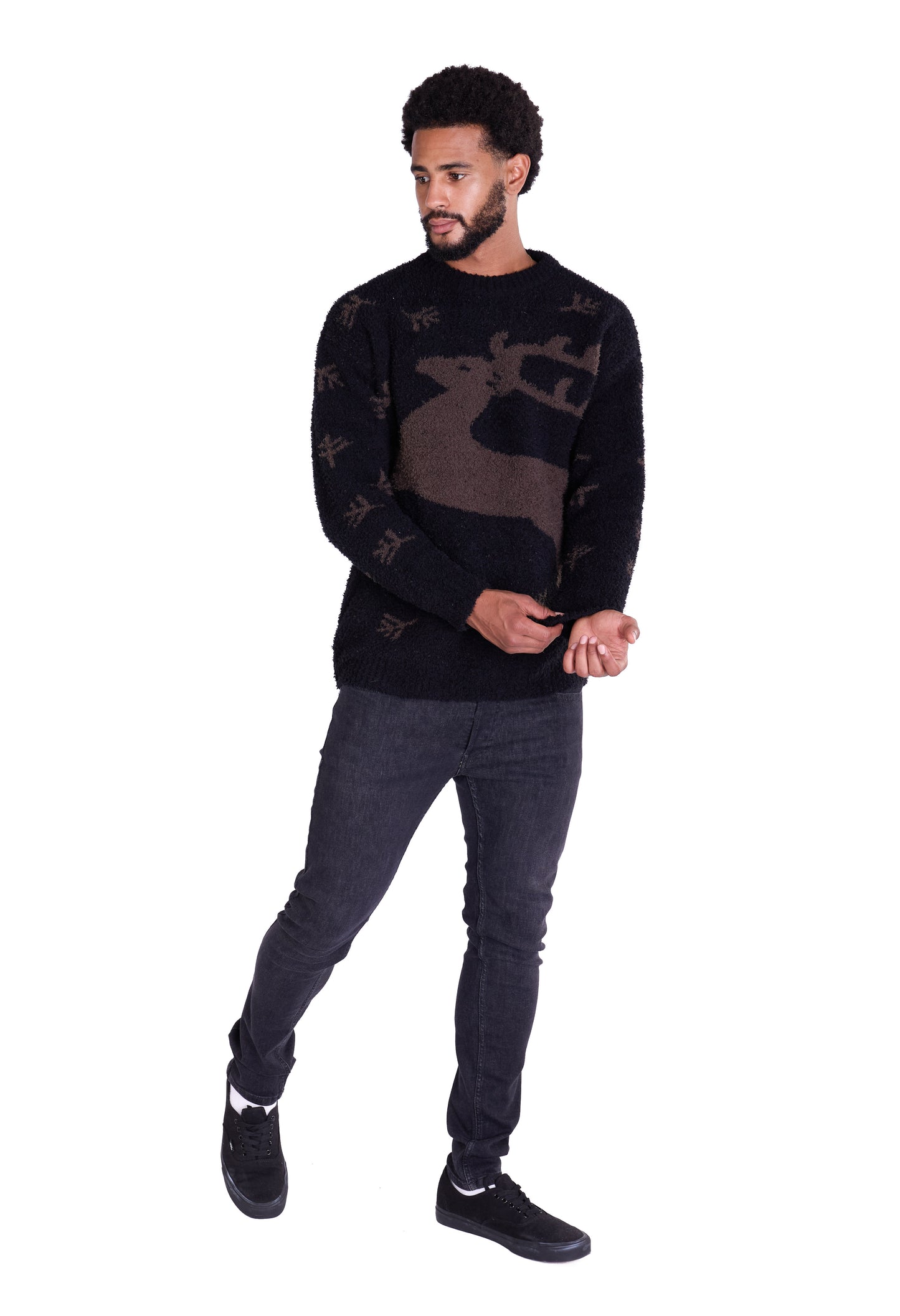 Warmer Norweger, Slim Fit mit Druck Modell DQ TK011, Beige und Schwarz