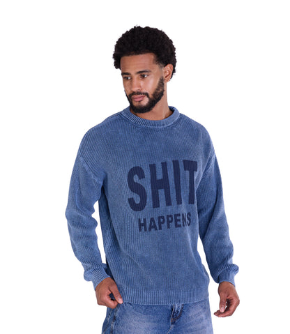 Strickpullover, Slim Fit mit Druck Modell DQ TK014, Blau und Schwarz