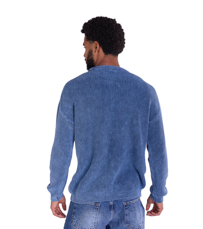 Strickpullover, Slim Fit mit Druck Modell DQ TK014, Blau und Schwarz