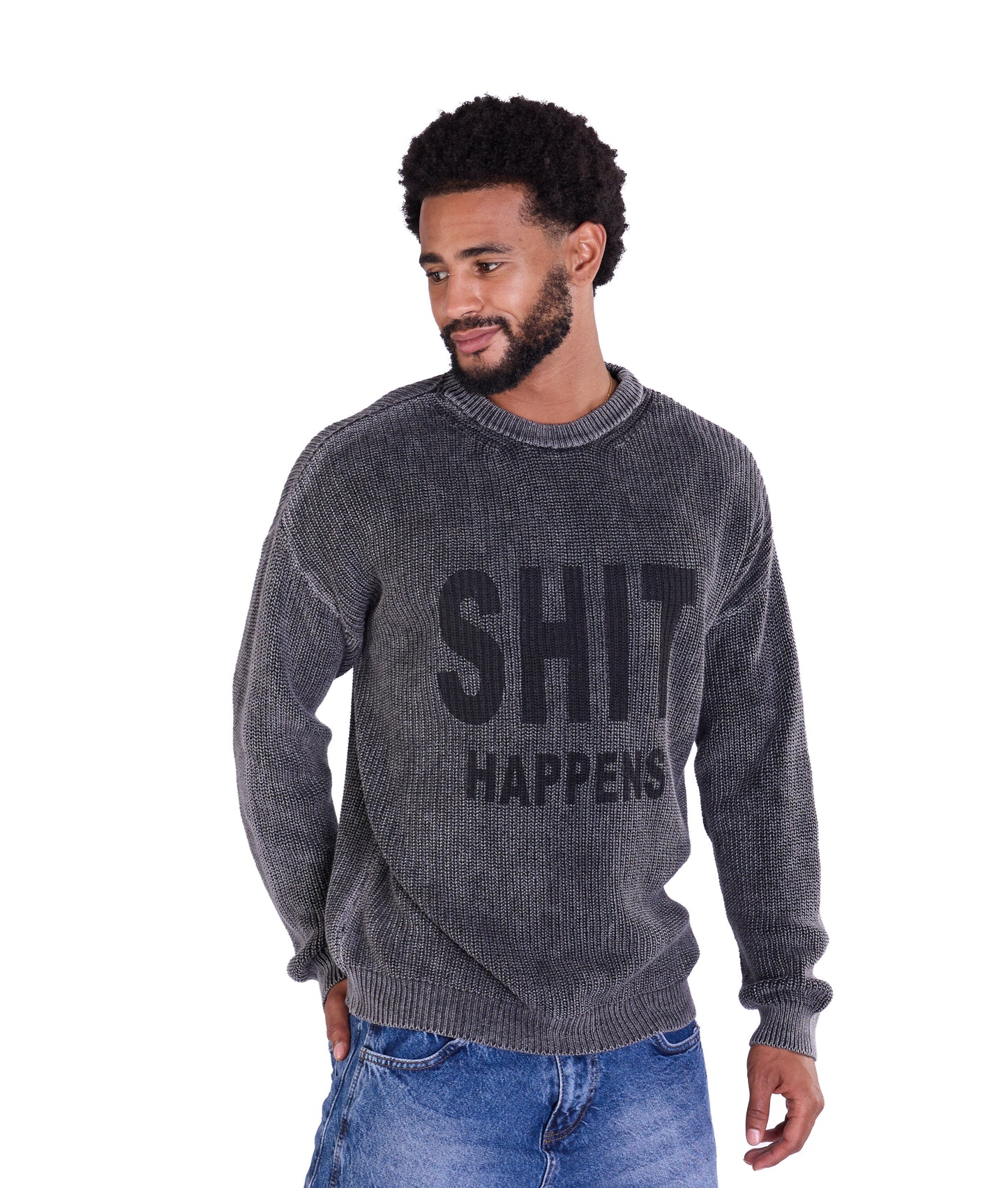 Strickpullover, Slim Fit mit Druck Modell DQ TK014, Blau und Schwarz