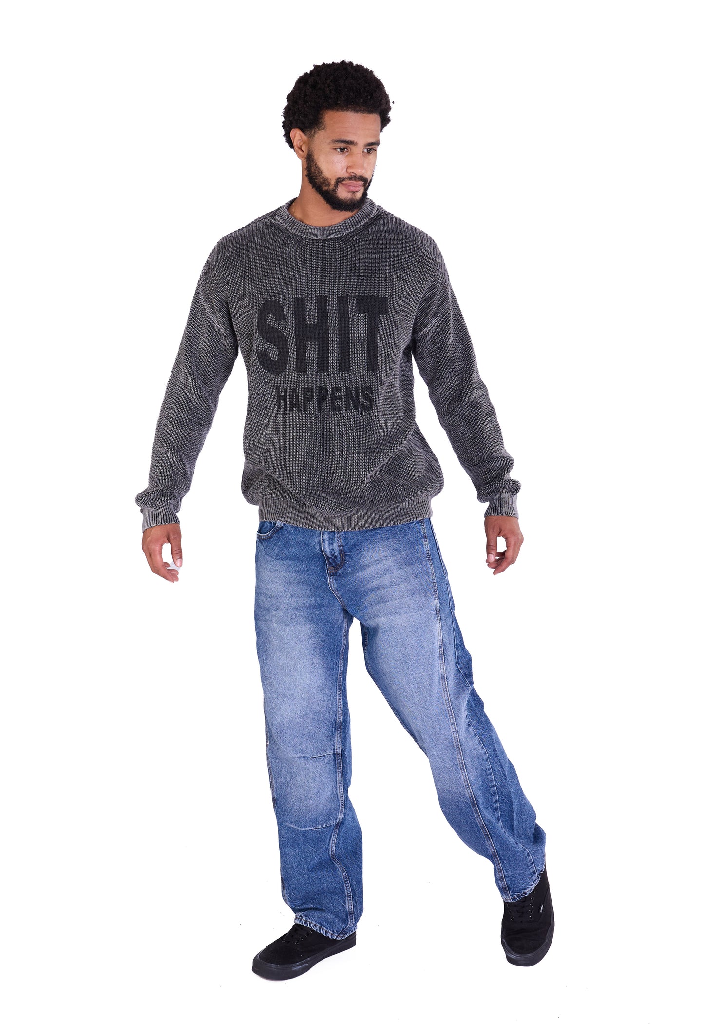 Strickpullover, Slim Fit mit Druck Modell DQ TK014, Blau und Schwarz