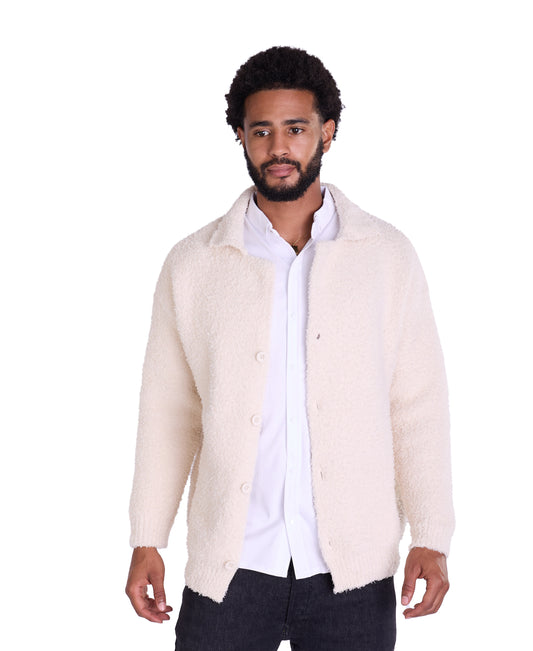 Warme Herren Strickjacke, Slim Fit Modell DQ TK016, Weiß, Blau und Schwarz