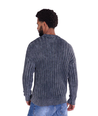 Strickpullover, in Batik-Look Slim Fit Modell DQ TK024, Grau und Schwarz