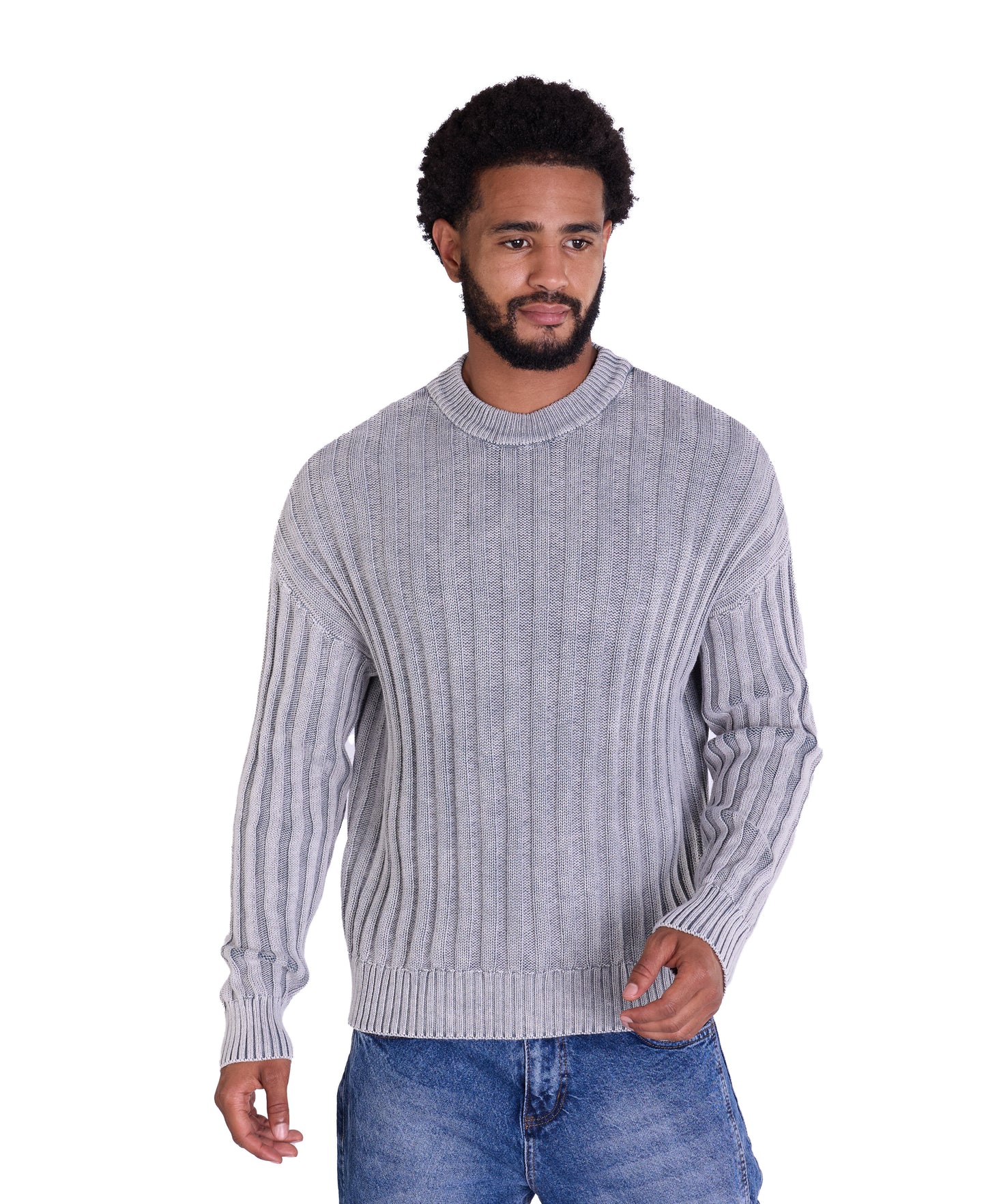 Strickpullover, in Batik-Look Slim Fit Modell DQ TK024, Grau und Schwarz