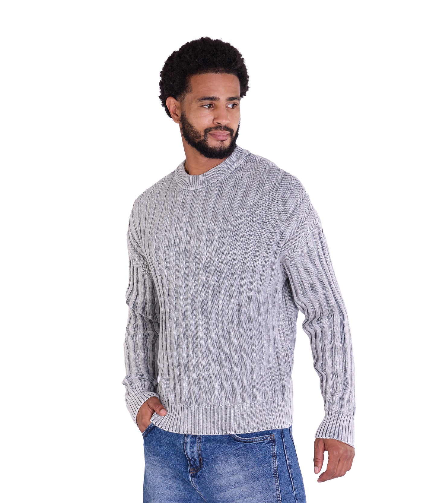Strickpullover, in Batik-Look Slim Fit Modell DQ TK024, Grau und Schwarz