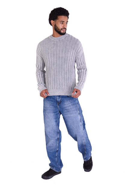 Strickpullover, in Batik-Look Slim Fit Modell DQ TK024, Grau und Schwarz