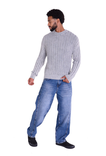 Strickpullover, in Batik-Look Slim Fit Modell DQ TK024, Grau und Schwarz