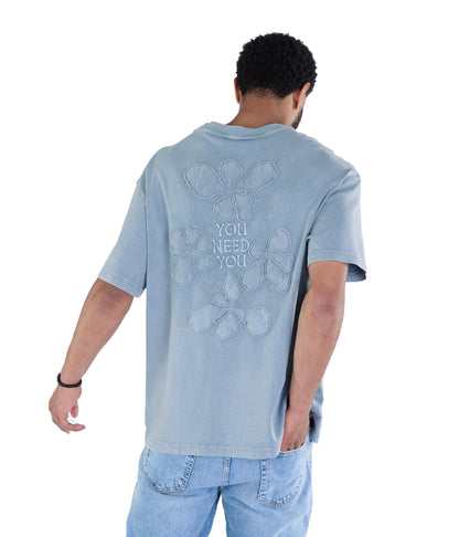 Herren Batik T-Shirt, Oversize Fit, "Stickerei" auf der Vorderseite, Modell Y007