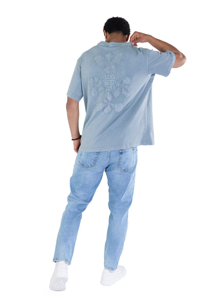 Herren Batik T-Shirt, Oversize Fit, "Stickerei" auf der Vorderseite, Modell Y007