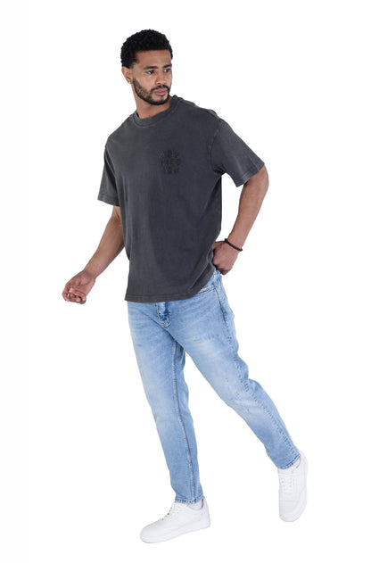 Herren Batik T-Shirt, Oversize Fit, "Stickerei" auf der Vorderseite, Modell Y007