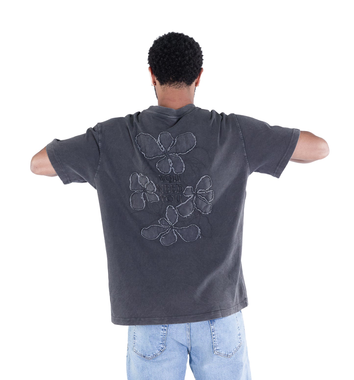 Herren Batik T-Shirt, Oversize Fit, "Stickerei" auf der Vorderseite, Modell Y007