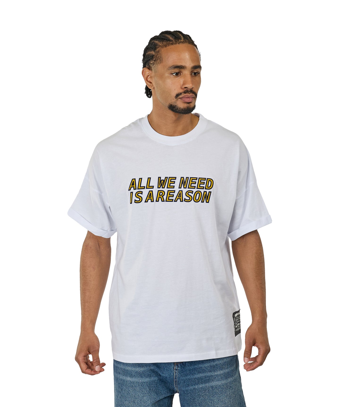 Men's t-shirt, oversize fit, 3D print, model Y269, white or beige