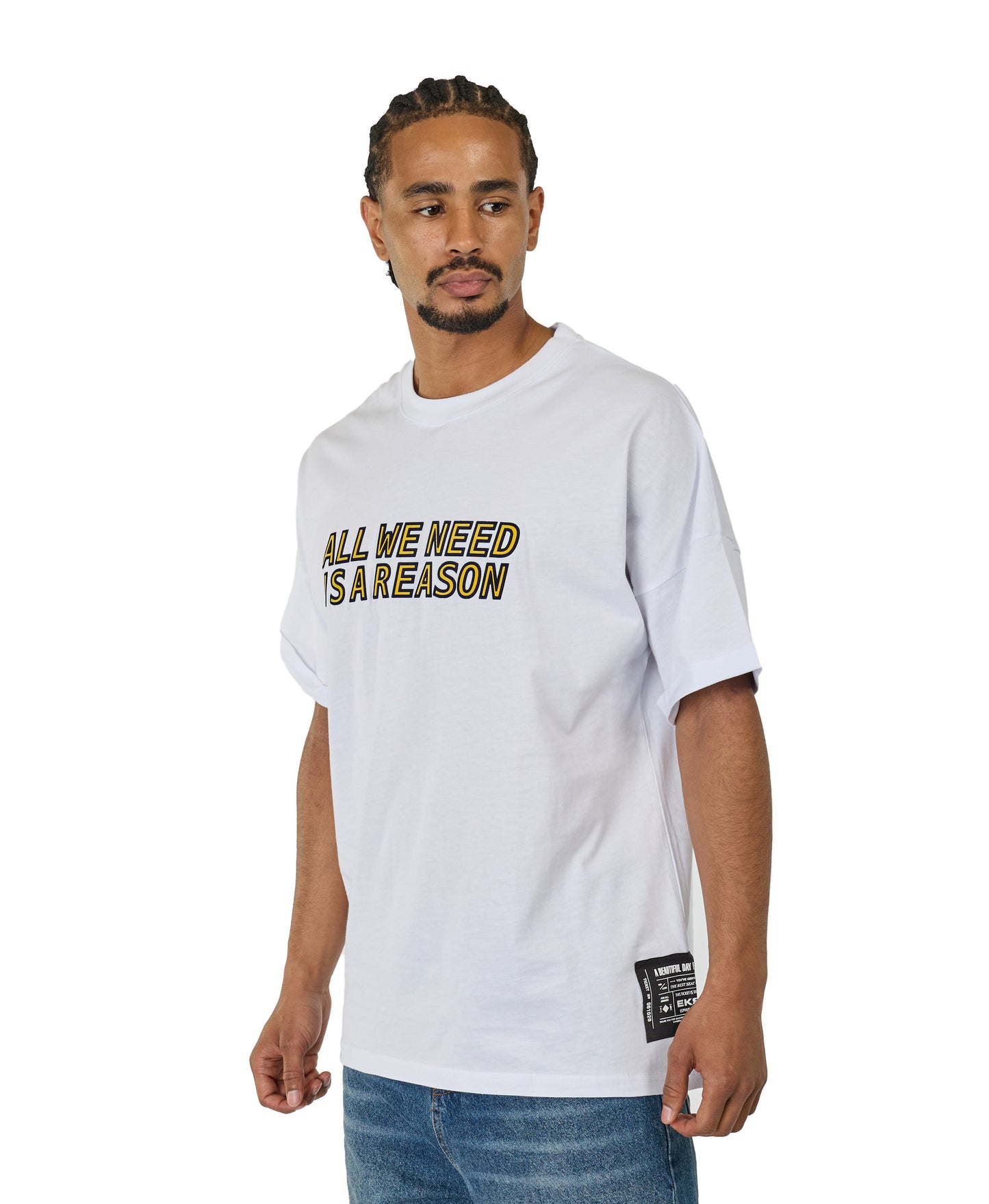 Men's t-shirt, oversize fit, 3D print, model Y269, white or beige