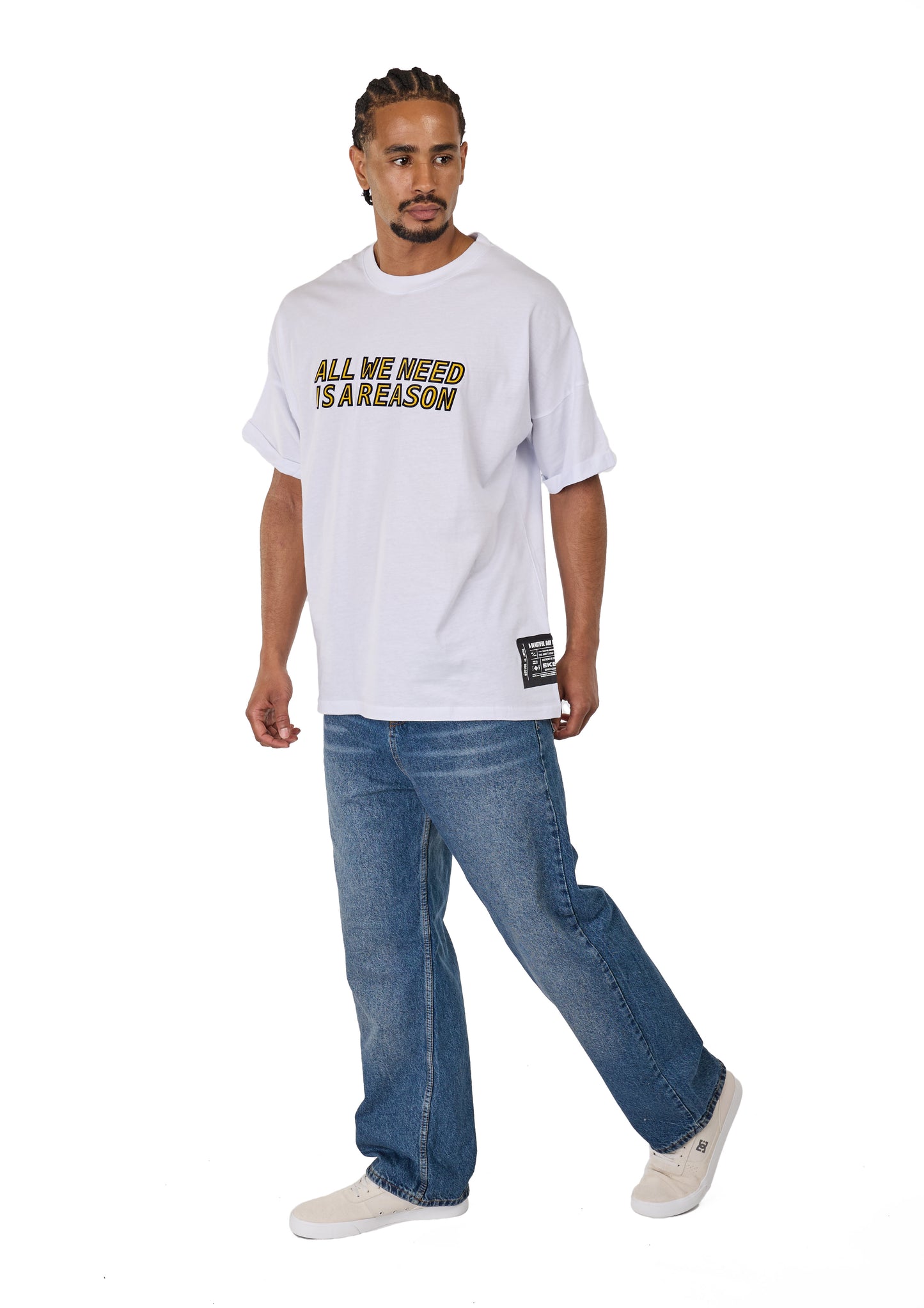 Men's t-shirt, oversize fit, 3D print, model Y269, white or beige