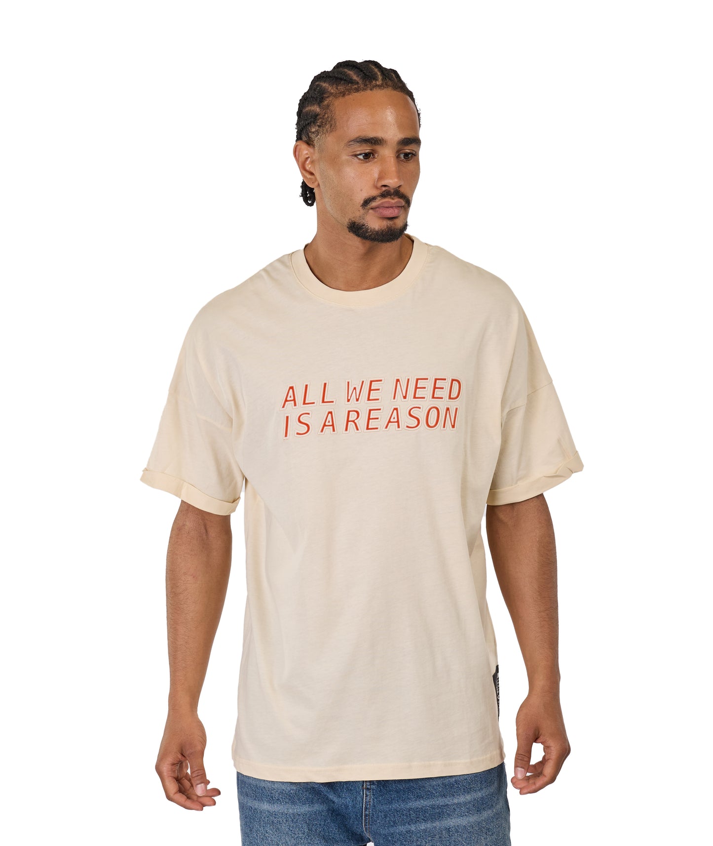 Men's t-shirt, oversize fit, 3D print, model Y269, white or beige
