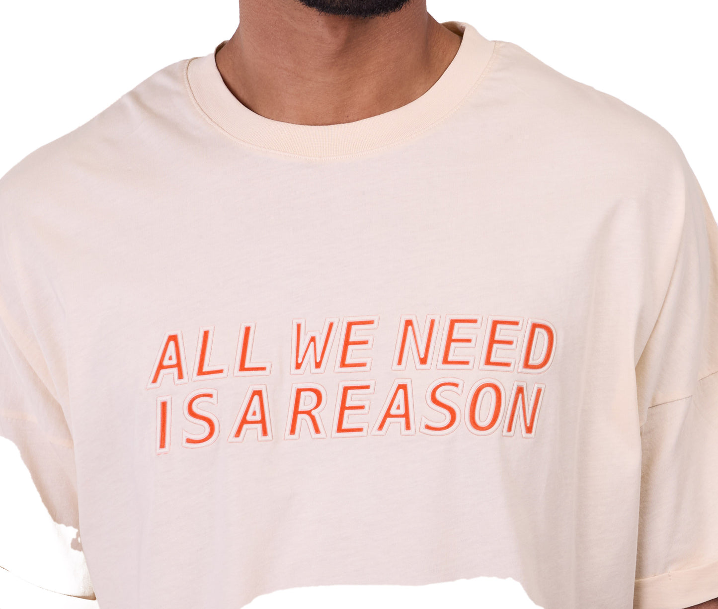 Men's t-shirt, oversize fit, 3D print, model Y269, white or beige