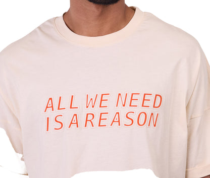 Men's t-shirt, oversize fit, 3D print, model Y269, white or beige