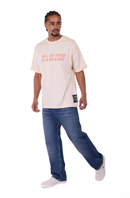 Men's t-shirt, oversize fit, 3D print, model Y269, white or beige