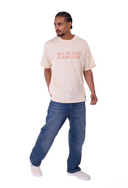 Men's t-shirt, oversize fit, 3D print, model Y269, white or beige