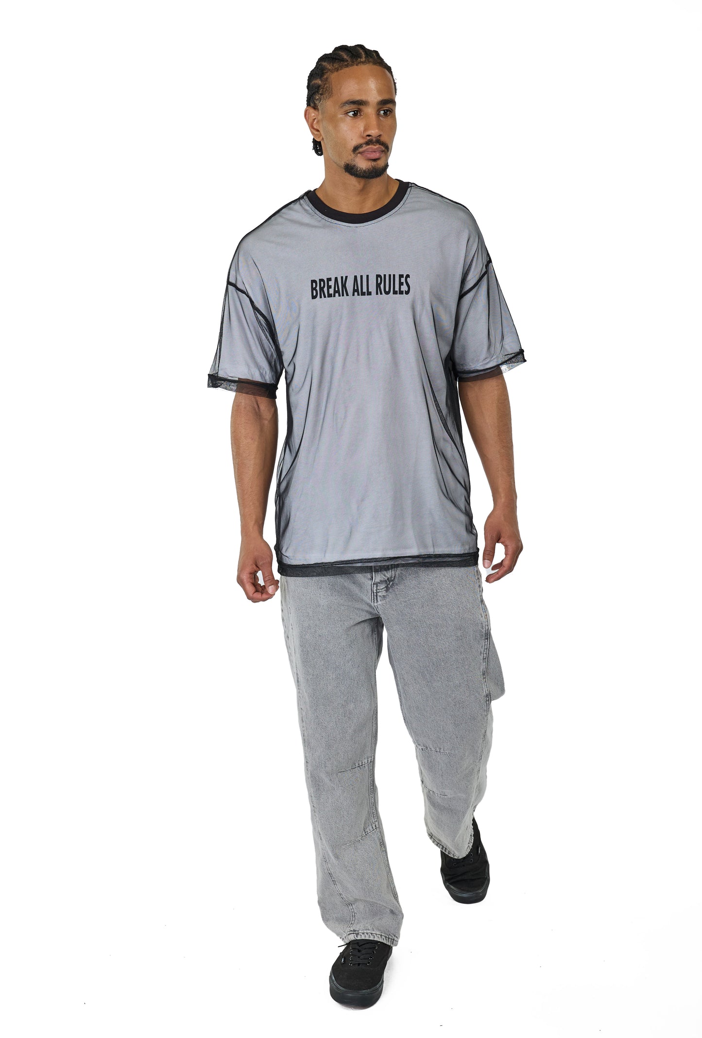 Herren T-Shirt, Oversize Fit, "BREAK ALL RULES", Modell 23Y-333, Weiß oder Schwarz