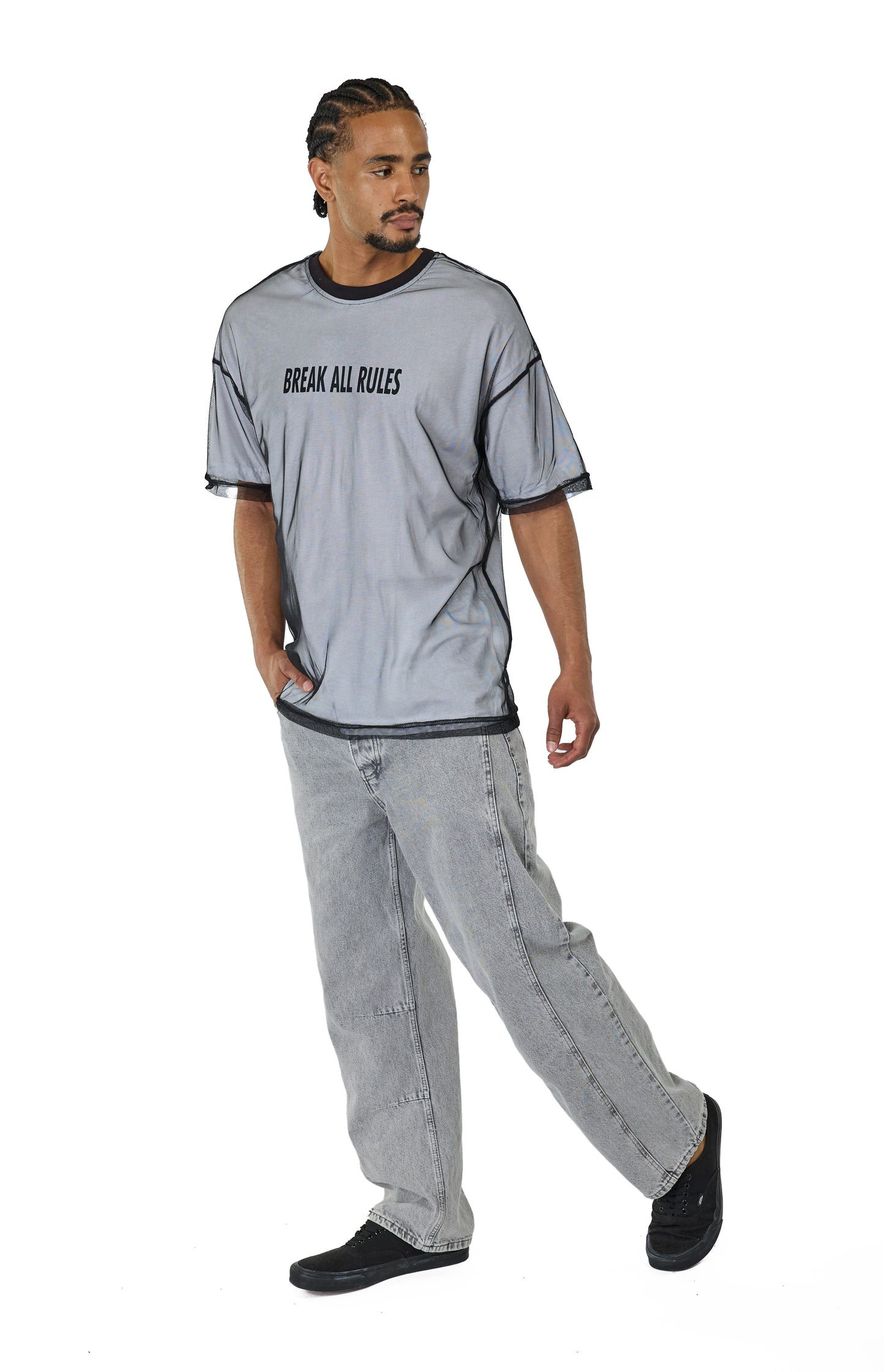 Herren T-Shirt, Oversize Fit, "BREAK ALL RULES", Modell 23Y-333, Weiß oder Schwarz