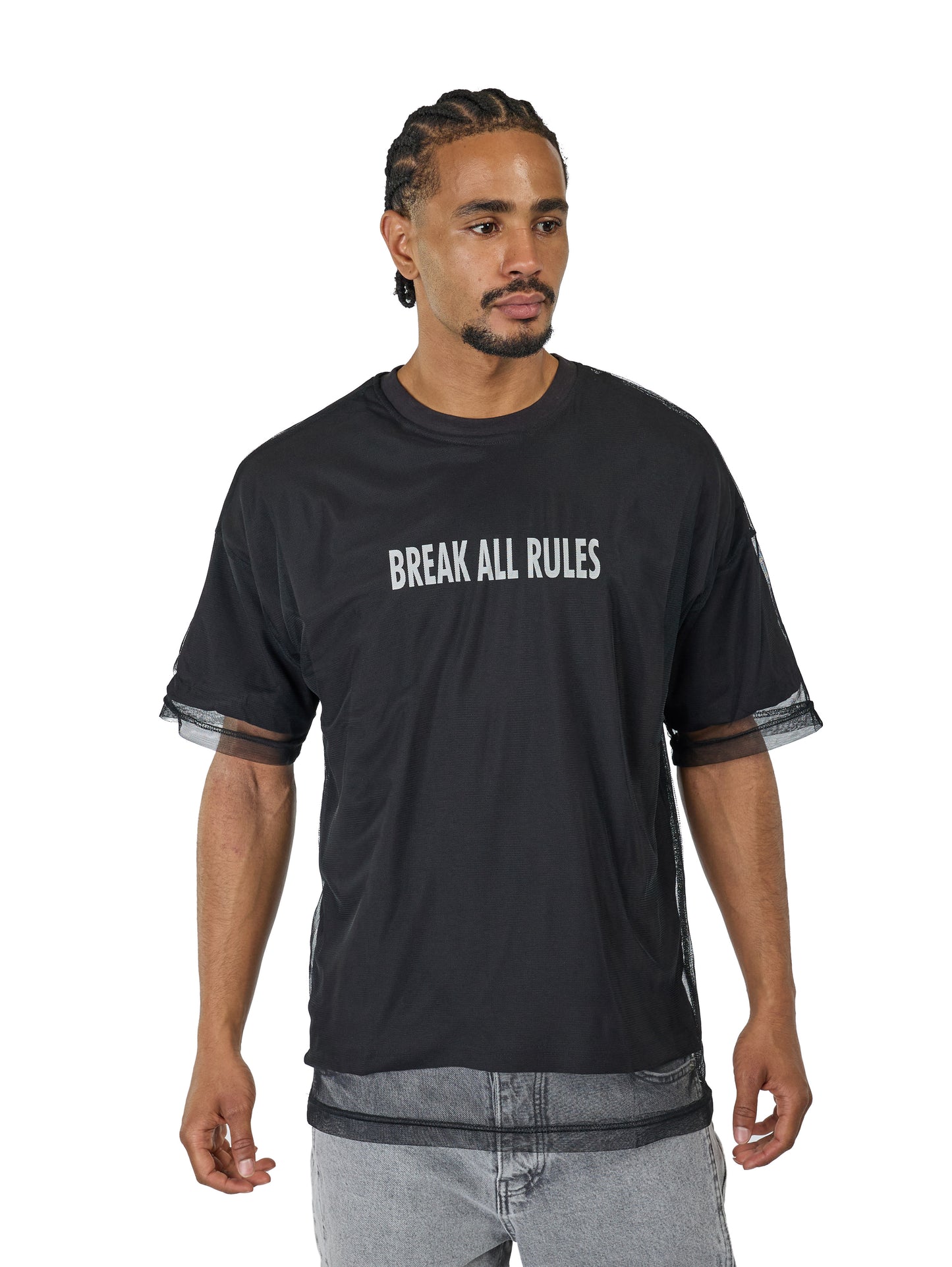 Herren T-Shirt, Oversize Fit, "BREAK ALL RULES", Modell 23Y-333, Weiß oder Schwarz