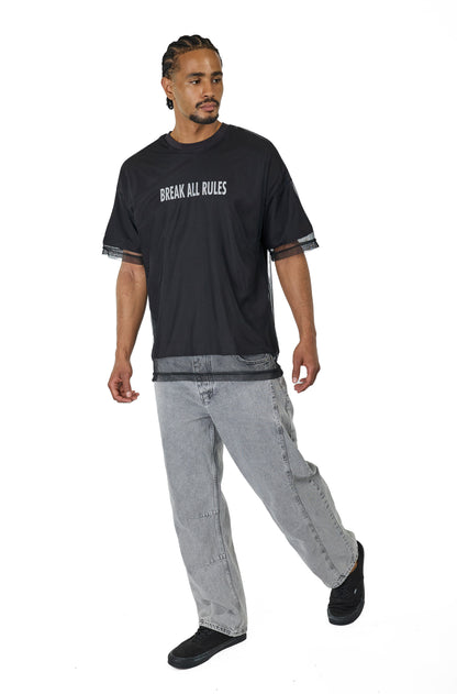 Herren T-Shirt, Oversize Fit, "BREAK ALL RULES", Modell 23Y-333, Weiß oder Schwarz