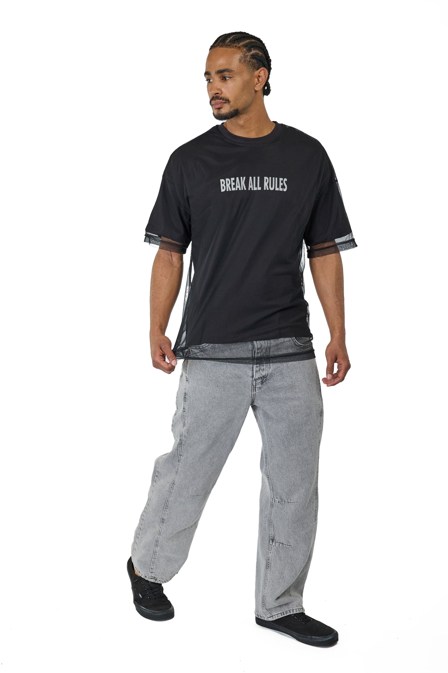 Herren T-Shirt, Oversize Fit, "BREAK ALL RULES", Modell 23Y-333, Weiß oder Schwarz