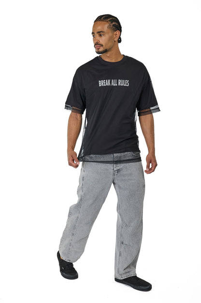 Herren T-Shirt, Oversize Fit, "BREAK ALL RULES", Modell 23Y-333, Weiß oder Schwarz