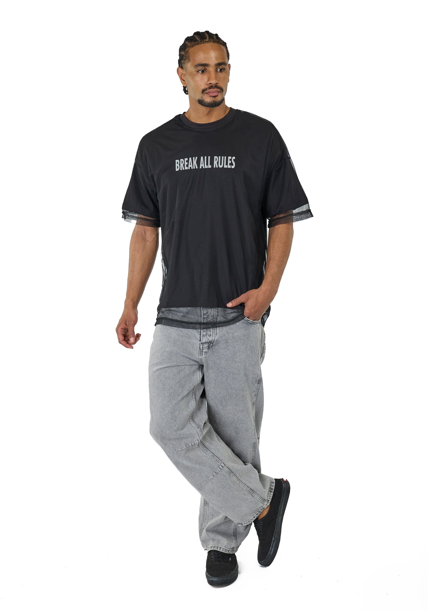 Herren T-Shirt, Oversize Fit, "BREAK ALL RULES", Modell 23Y-333, Weiß oder Schwarz